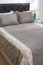 Block Printed Bedsheet Geometric Beige 90 x 108inch - grahsajja