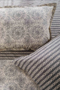 Block Printed Bedsheet Geometric Beige 90 x 108inch - grahsajja