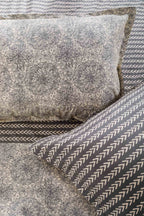 Block Printed Bedsheet Geometric Beige 90 x 108inch - grahsajja