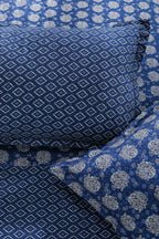 Block Printed Bedsheet Indigo ikkat 90 x 108inch - grahsajja