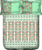 PORTICO Lavender Floral Printed Cotton Super King Bedsheet Set - 274x274cm - 3Pcs - grahsajja