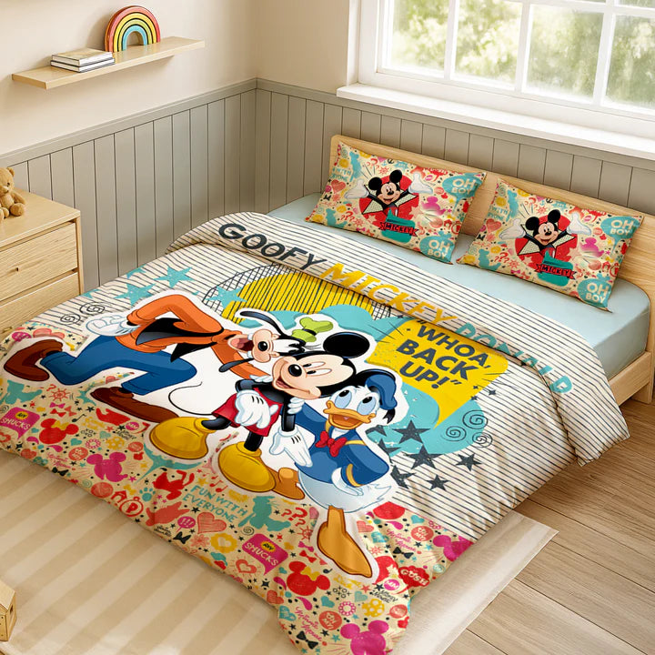 Disney Mickey Mouse Digital Printed 300TC Cotton Bedsheet (Backup)
