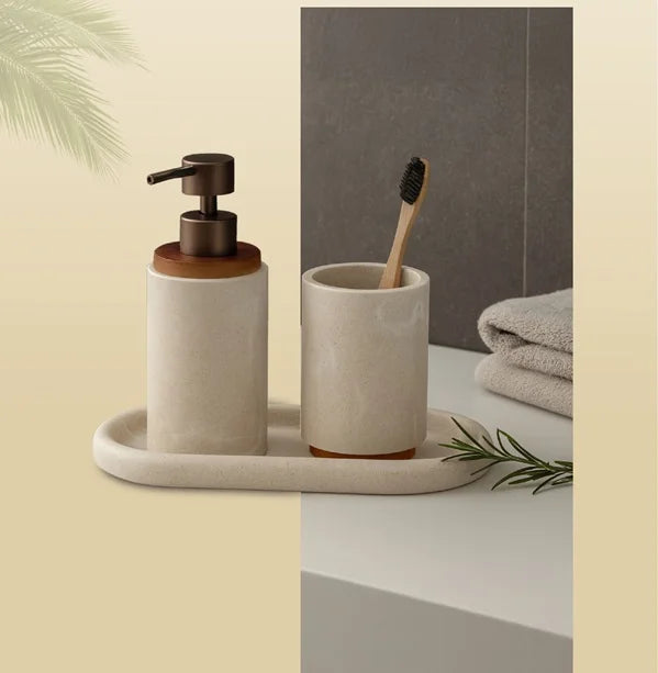 Myra Polyresin Soap Dispenser Beige