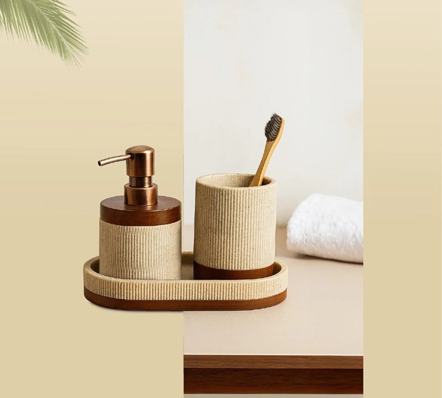 Myra Polyresin Soap Dispenser Beige