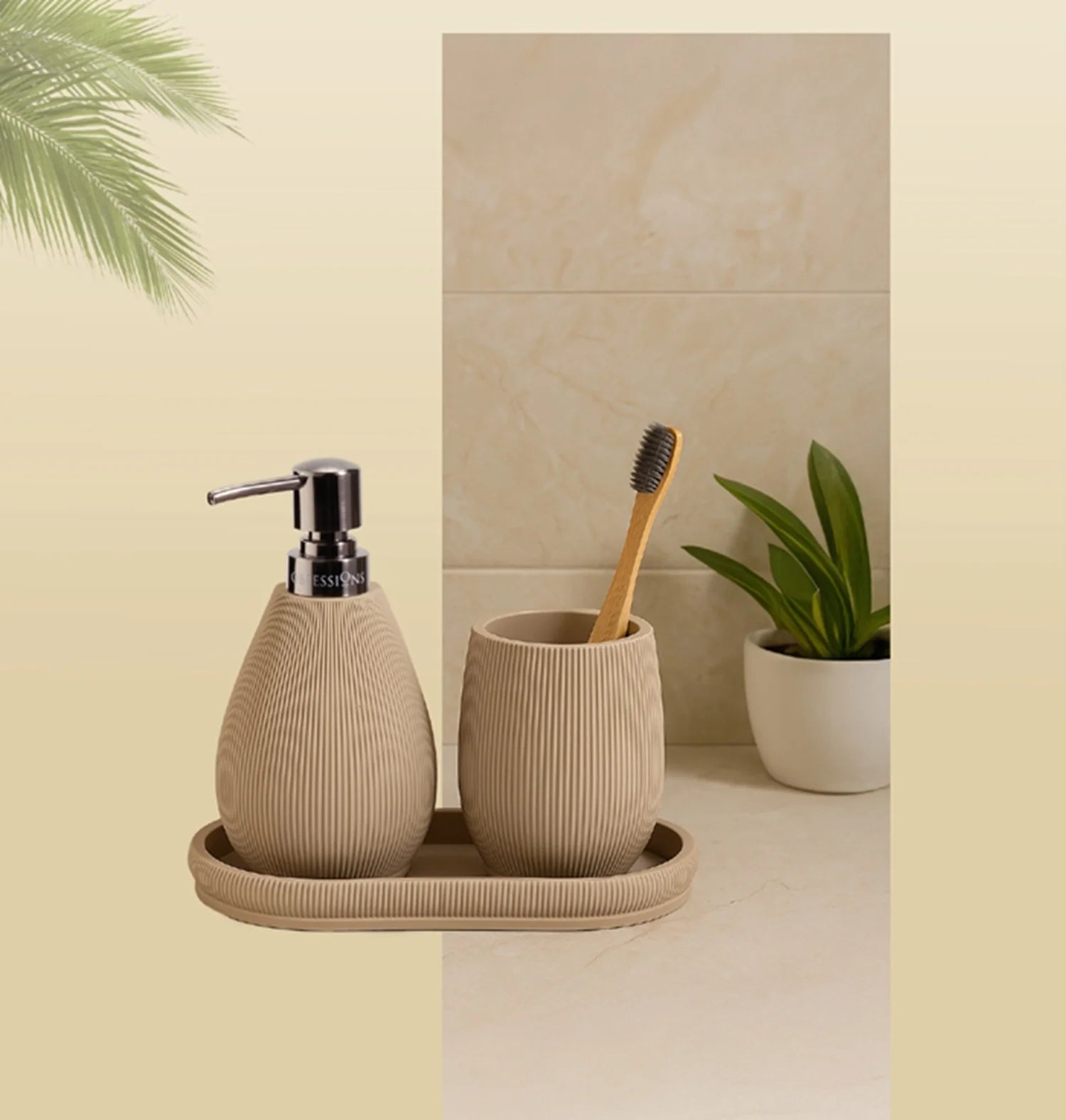 Myra Polyresin Soap Dispenser Beige