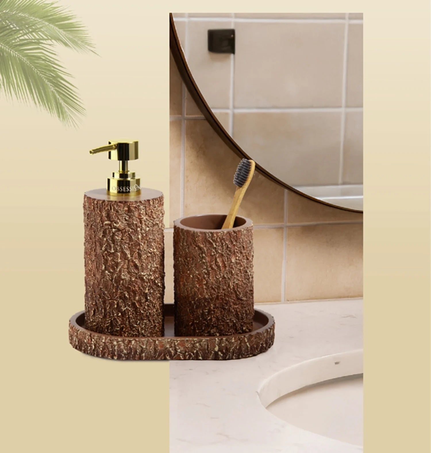 Myra Polyresin Soap Dispenser Brown