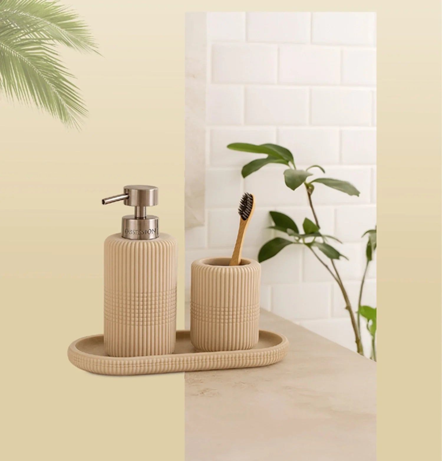 Myra Polyresin Soap Dispenser Beige