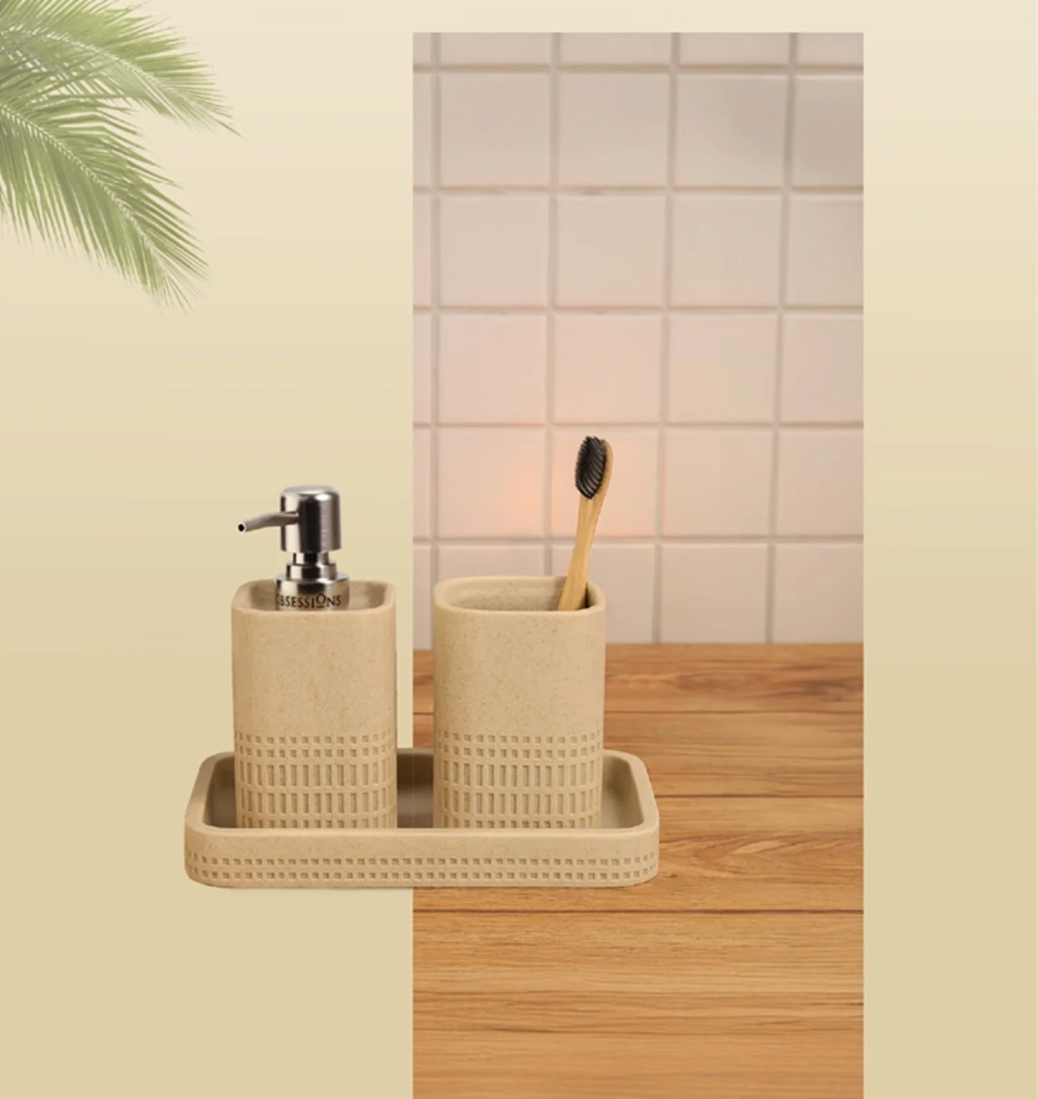 Myra Polyresin Soap Dispenser Beige