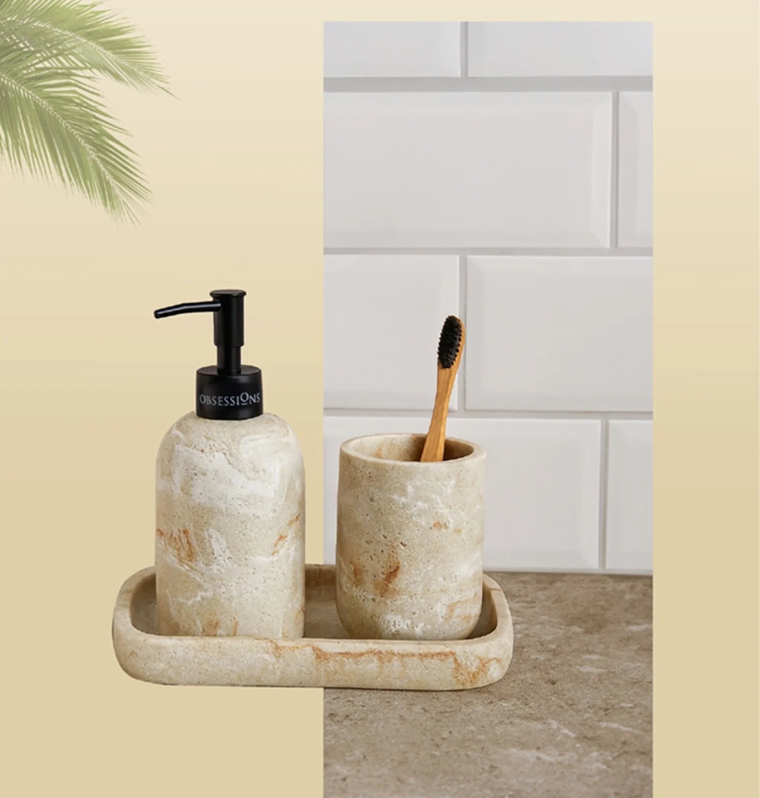 Myra Polyresin Soap Dispenser Beige