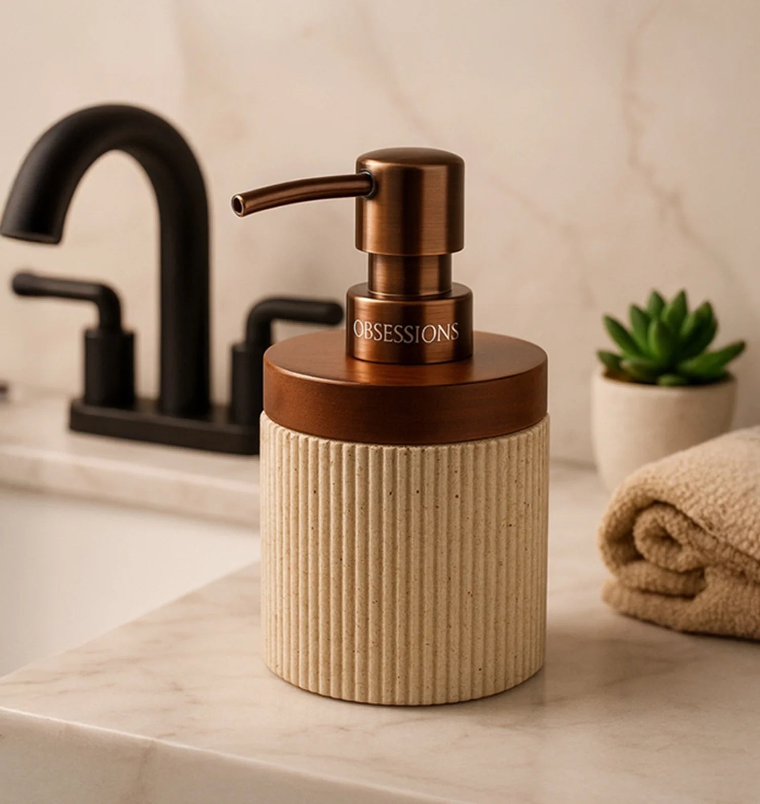 Myra Polyresin Soap Dispenser Beige