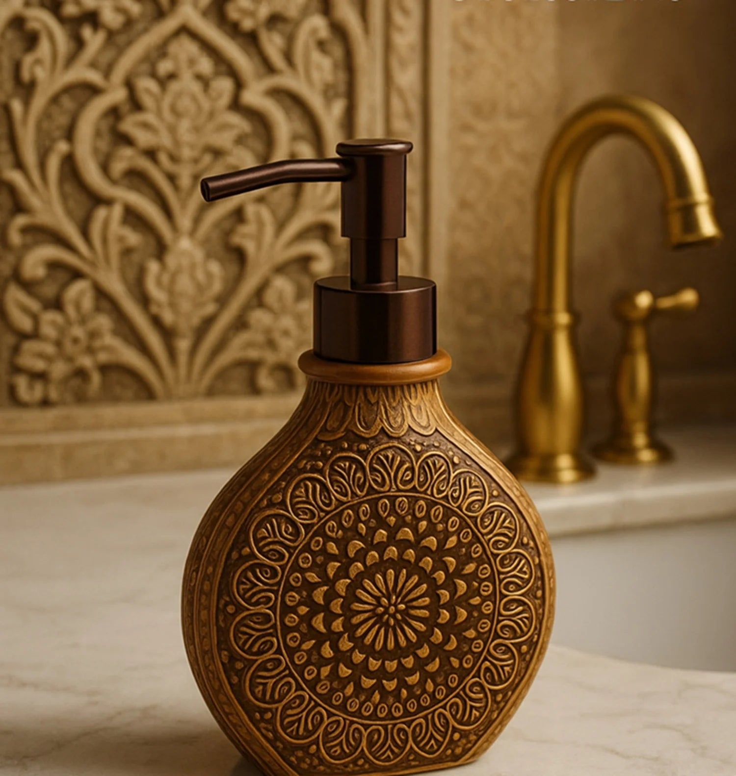 Myra Polyresin Soap Dispenser Floral
