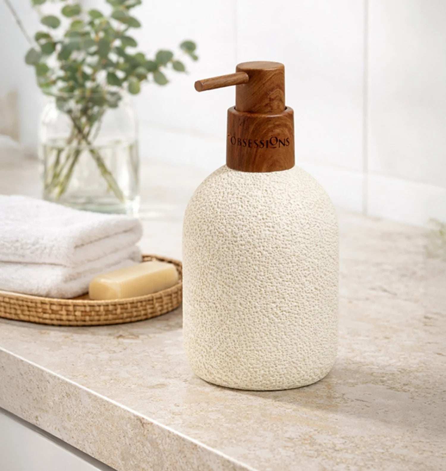 Myra Polyresin Soap Dispenser Beige