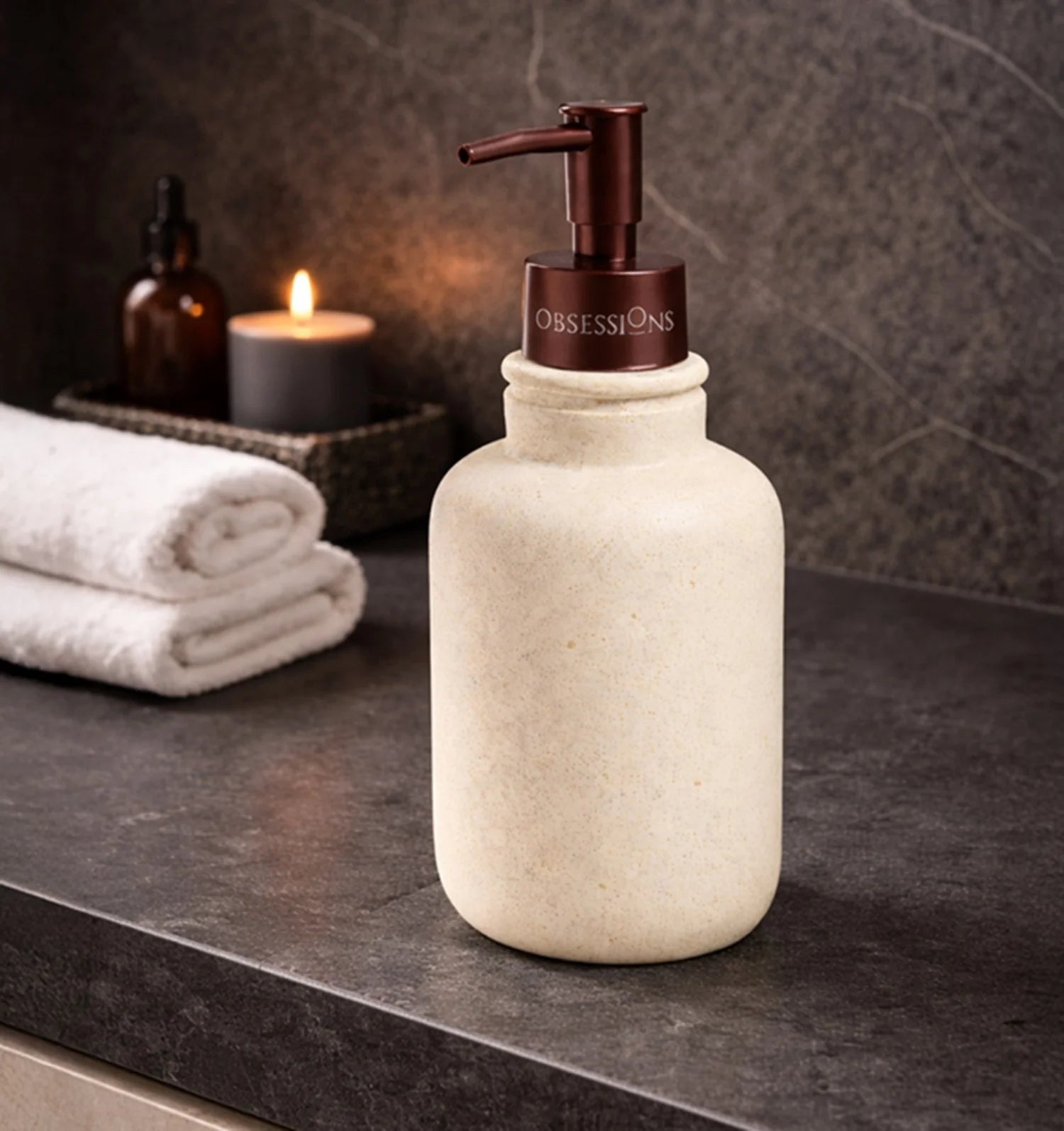 Myra Polyresin Soap Dispenser Beige