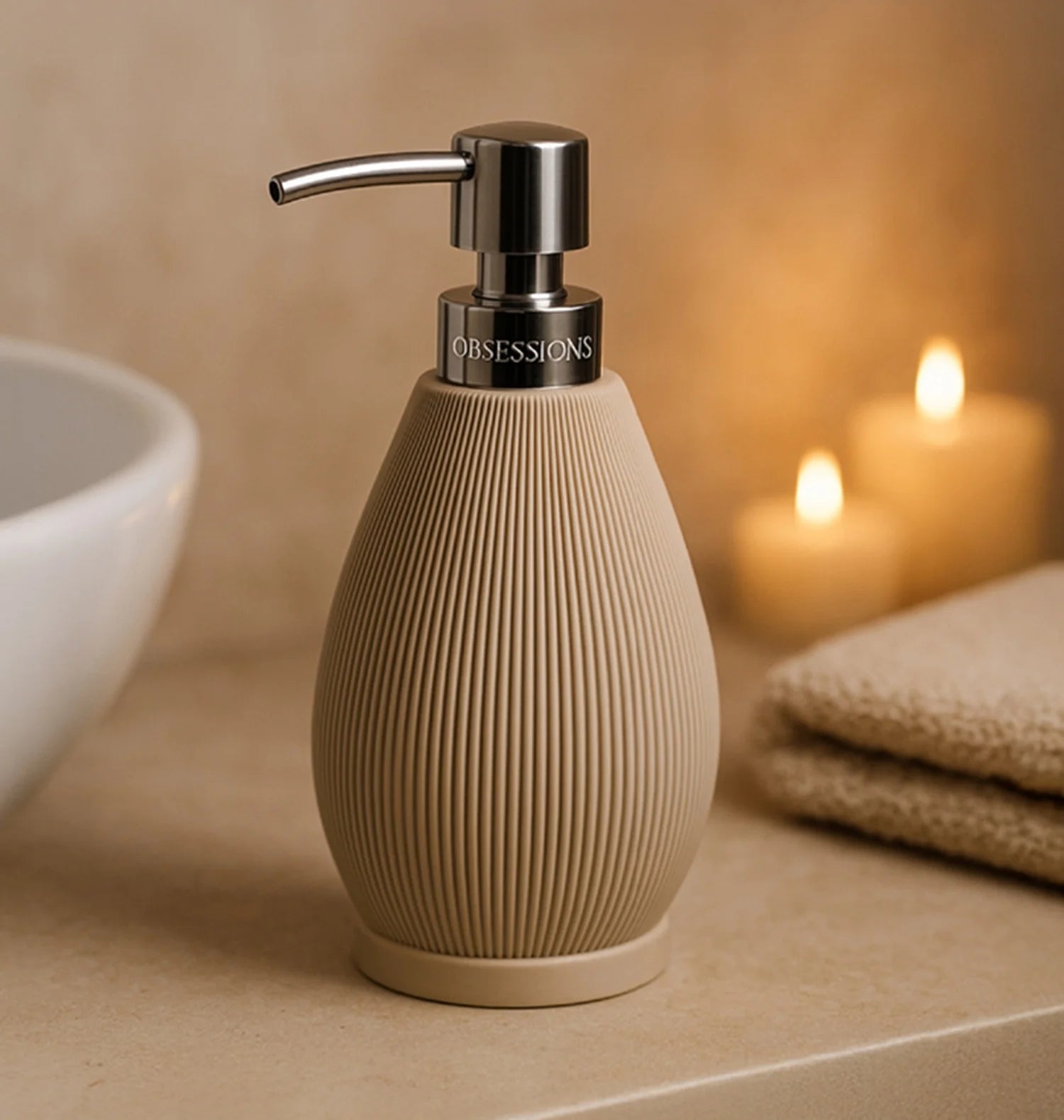 Myra Polyresin Soap Dispenser Beige