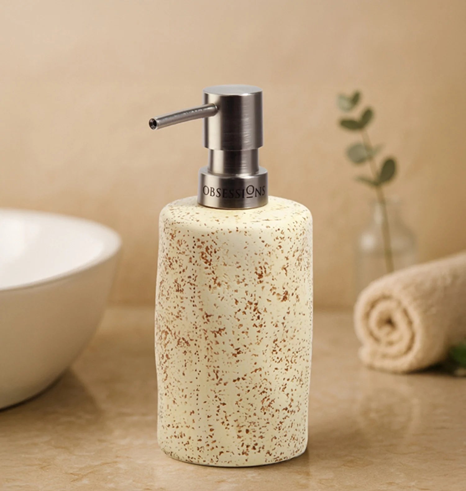 Myra Polyresin Soap Dispenser Beige