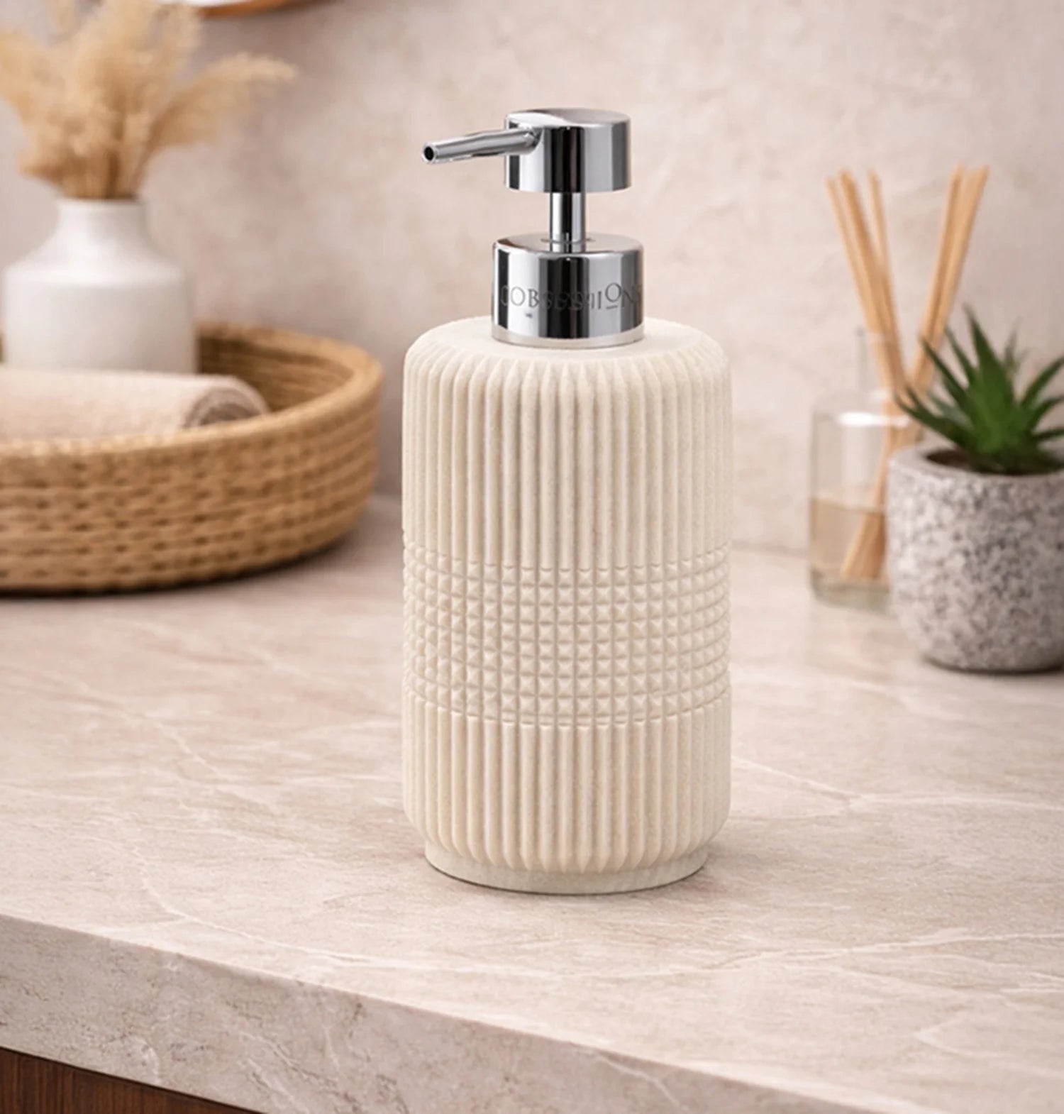 Myra Polyresin Soap Dispenser Beige