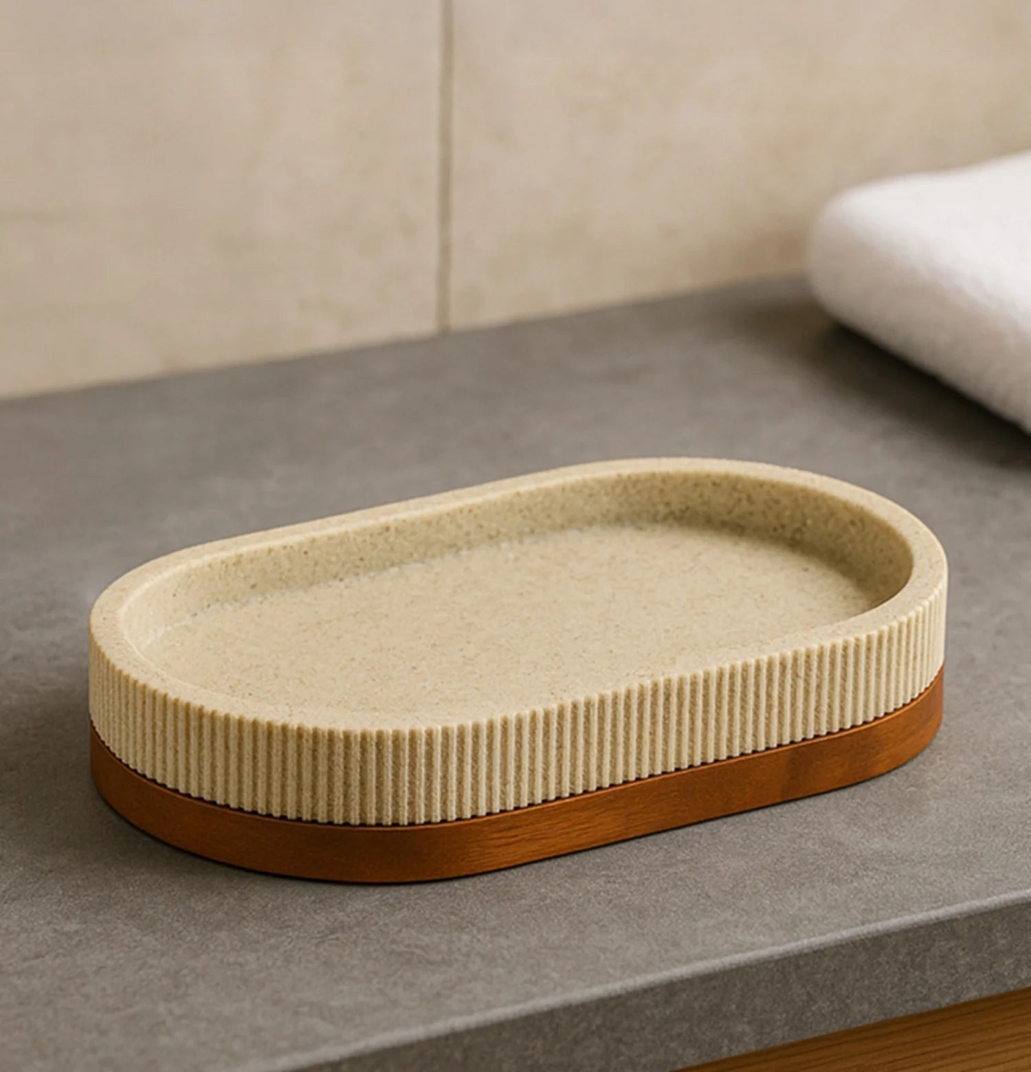 Myra Polyresin Soap Dispenser Beige