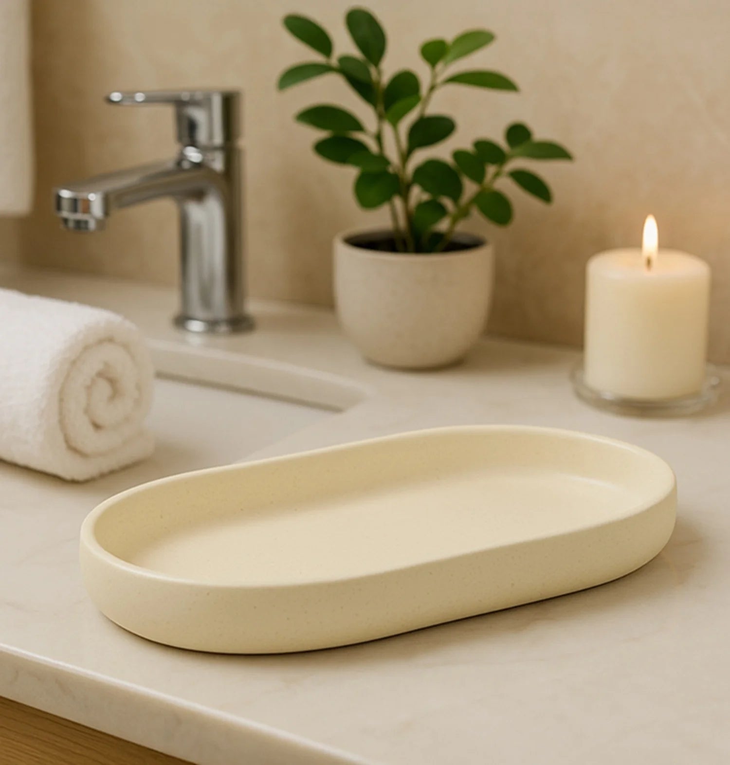 Myra Polyresin Soap Dispenser Beige