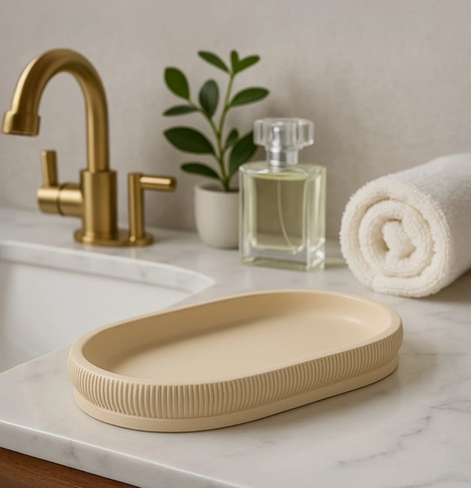 Myra Polyresin Soap Dispenser Beige