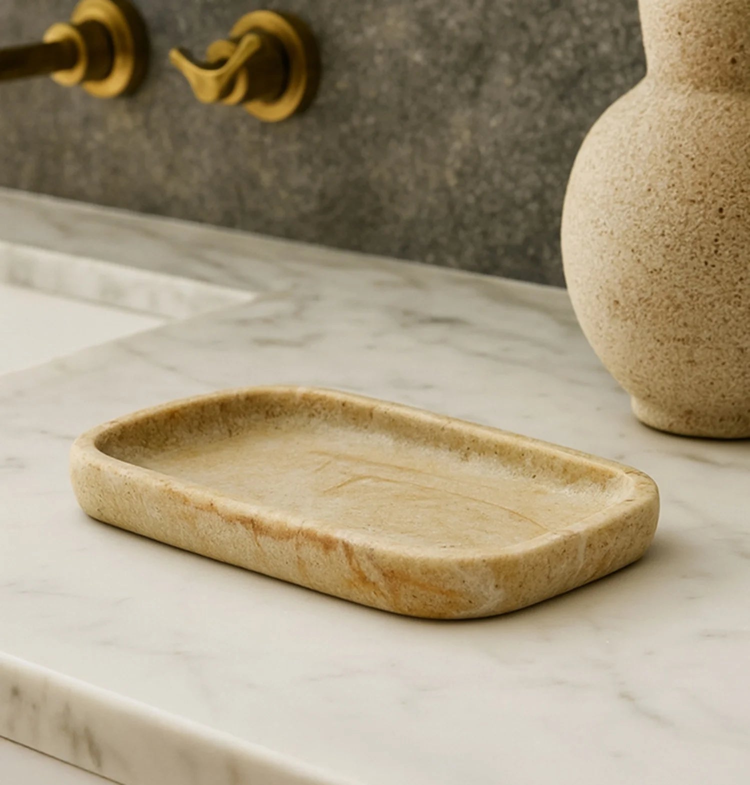 Myra Polyresin Soap Dispenser Beige