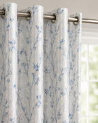 Blue Botanical Curtain — Grahsajja | Polyester | 48 Inch Width