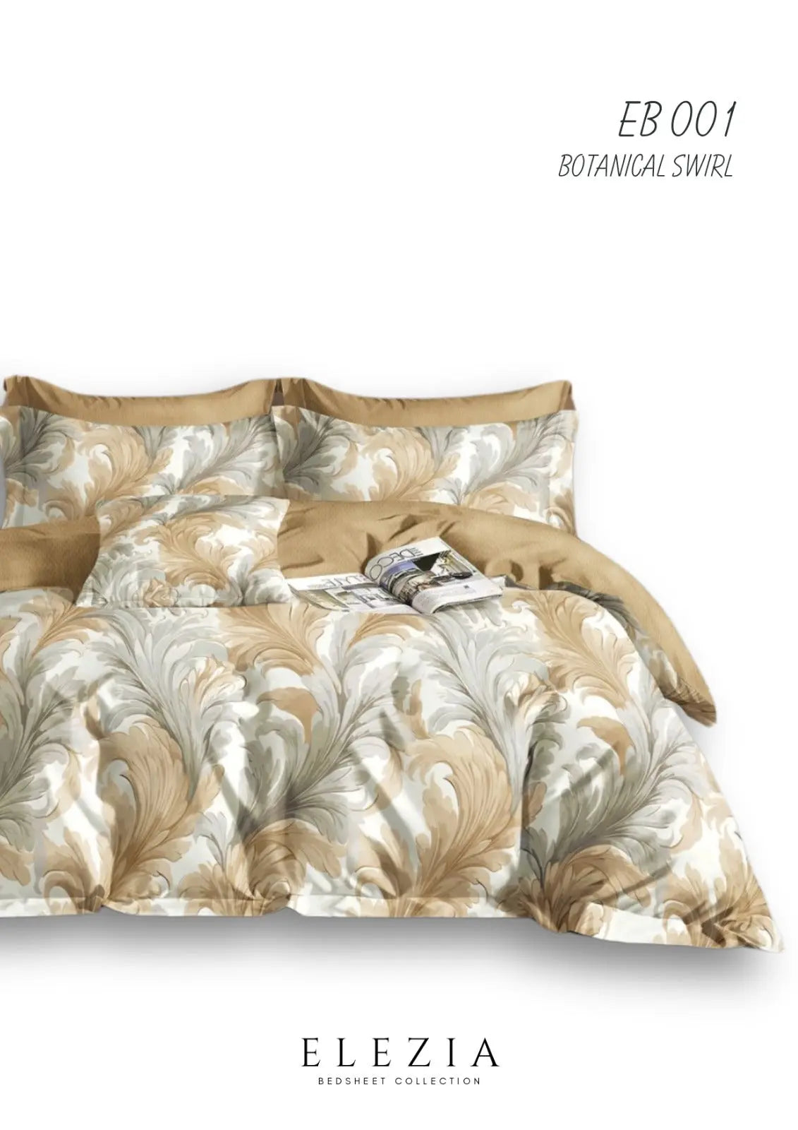 La Casa Printed bedsheet Elezia Collection KingSize bedsheet 2pcPillow Cover Botanical Swirl LA CASA
