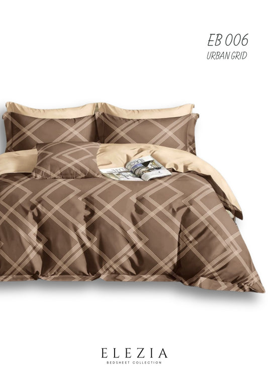 La Casa Printed bedsheet Elezia Collection KingSize bedsheet 2pcPillow Cover Urban Grid