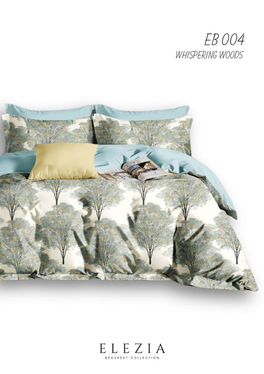 La Casa Printed bedsheet Elezia Collection KingSize bedsheet 2pcPillow Cover Whispering Woods