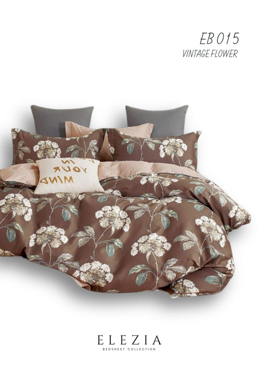 La Casa Printed bedsheet Elezia Collection KingSize bedsheet 2pcPillow Cover Vintage Flower