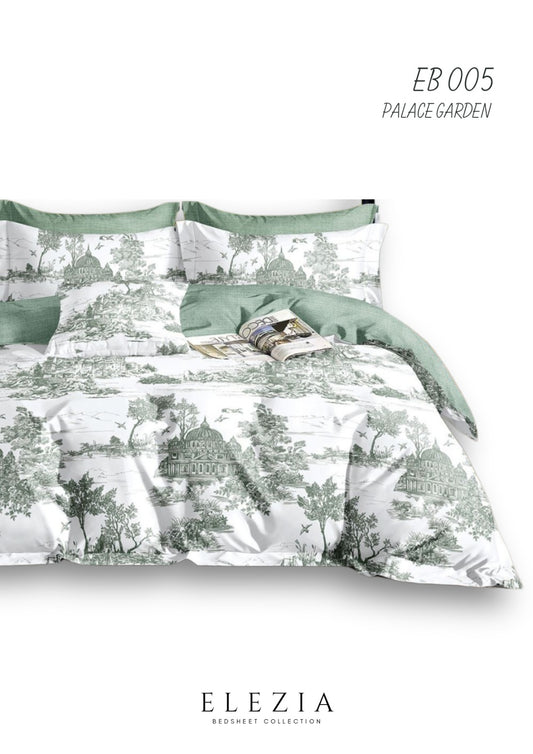 La Casa Printed bedsheet Elezia Collection KingSize bedsheet 2pcPillow Cover Palace Graden