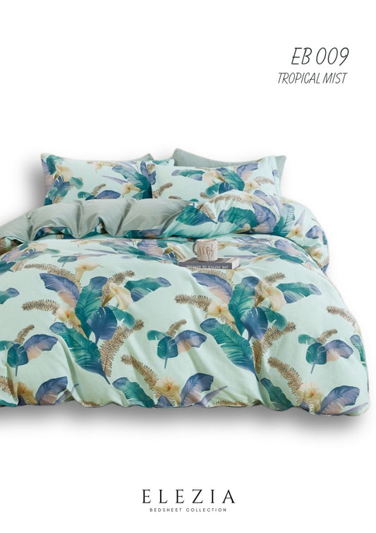 La Casa Printed bedsheet Elezia Collection KingSize bedsheet 2pcPillow Cover Tropic Mist