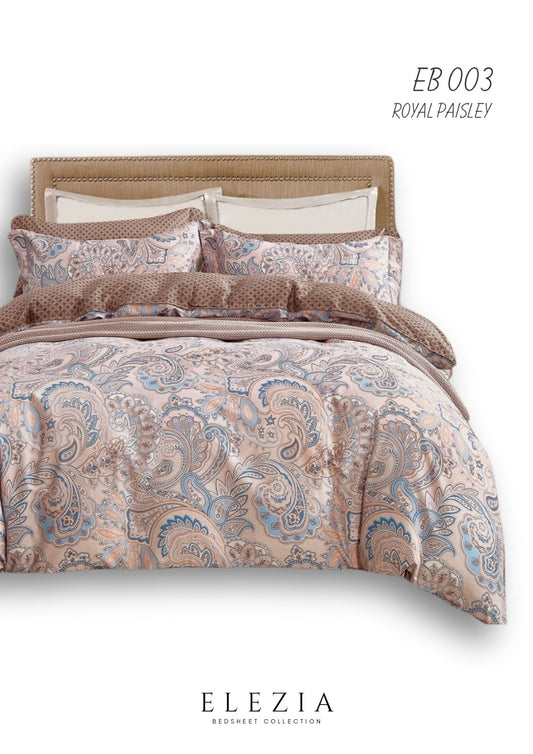 La Casa Printed bedsheet Elezia Collection KingSize bedsheet 2pcPillow Cover Royal Pasley