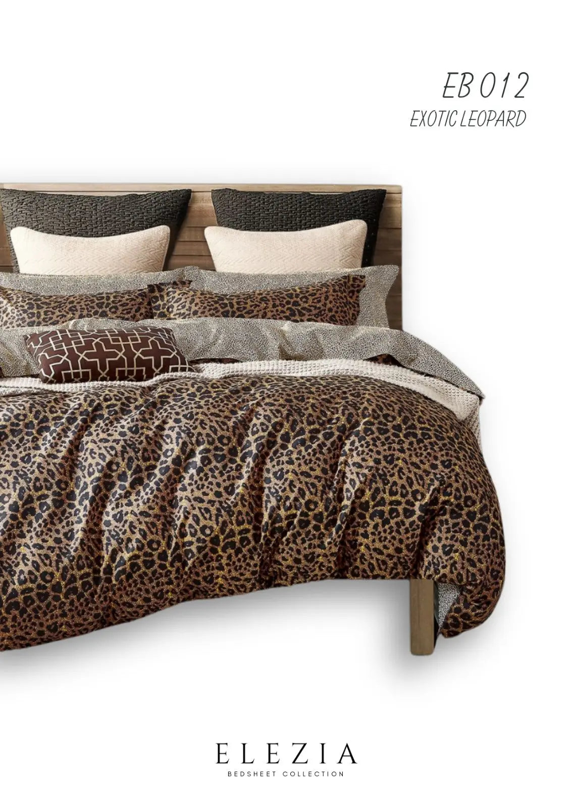 La Casa Printed bedsheet Elezia Collection KingSize bedsheet 2pcPillow Cover Exotic Lepord LA CASA