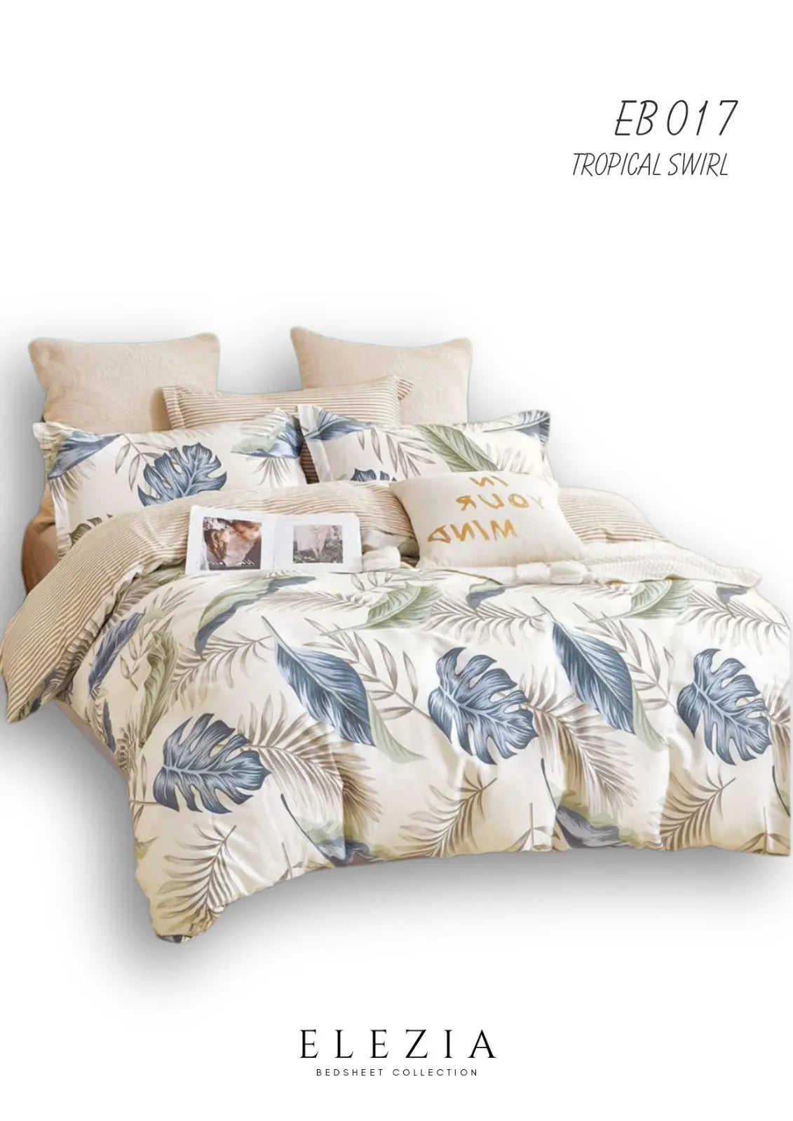 La Casa Printed bedsheet Elezia Collection KingSize bedsheet 2pcPillow Cover Tropical Swirl LA CASA