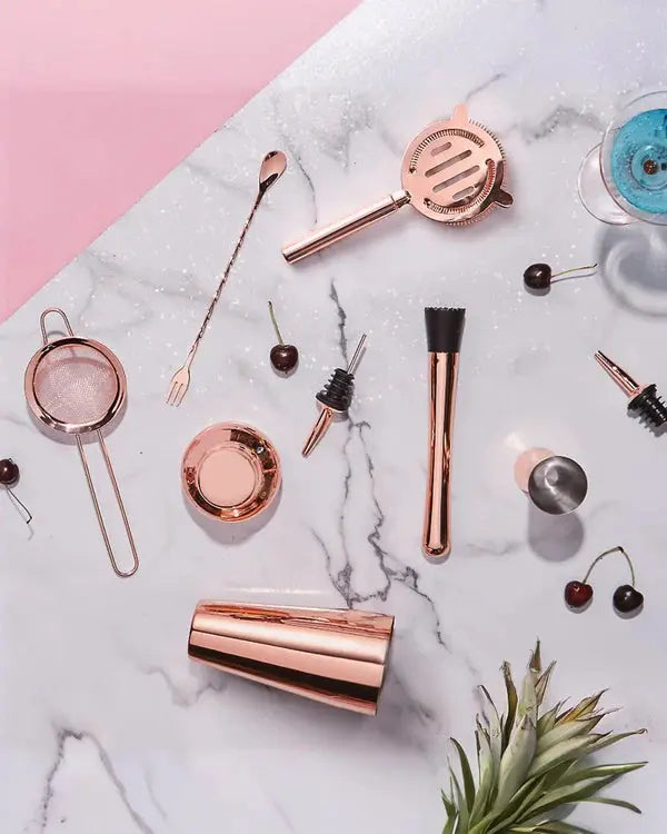 Parisian Matte Rose Gold Cocktail Set VonShef