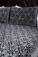 Printed Bedsheet Pastel Jaal Print Black 90 x 108inch - grahsajja