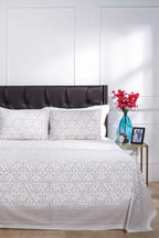 Printed Bedsheet Pastel Jaal Print White 90 x 108inch - grahsajja