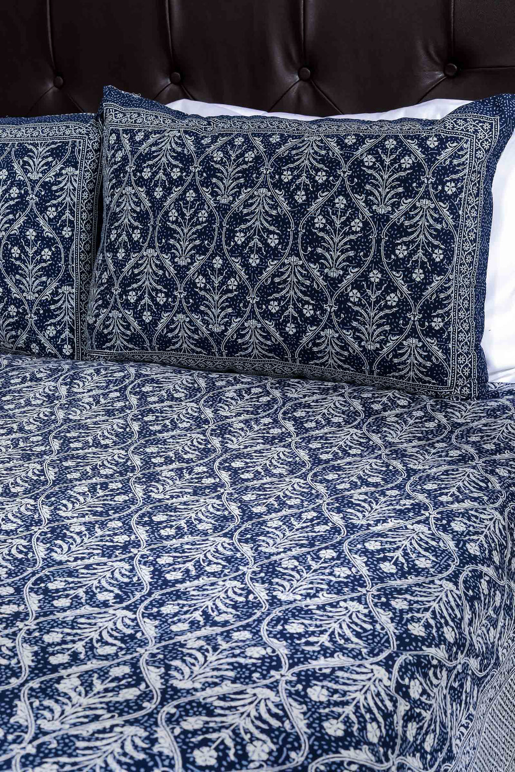 Printed Bedsheet Pastel Jaal Print Blue 90 x 108inch - grahsajja