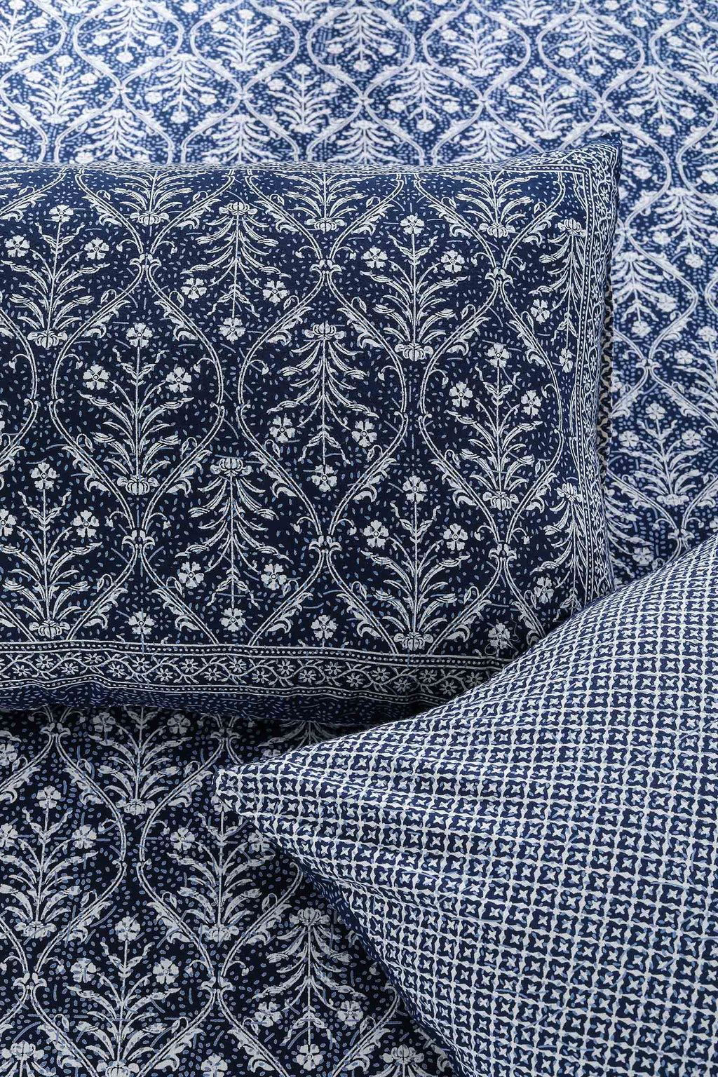 Printed Bedsheet Pastel Jaal Print Blue 90 x 108inch - grahsajja