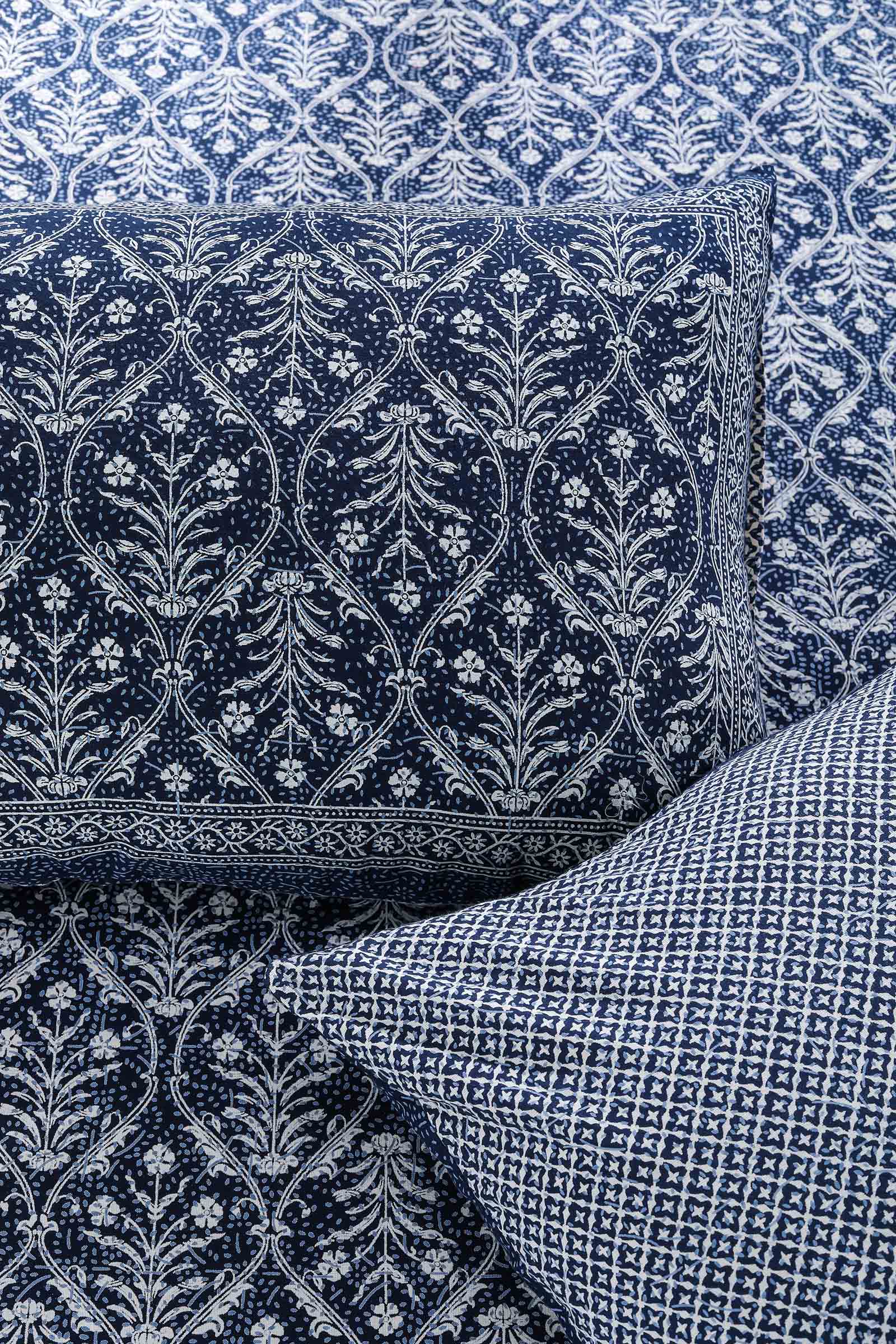 Printed Bedsheet Pastel Jaal Print Blue 90 x 108inch - grahsajja