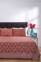 Printed Bedsheet Pastel Jaal Print Orange 90 x 108inch - grahsajja
