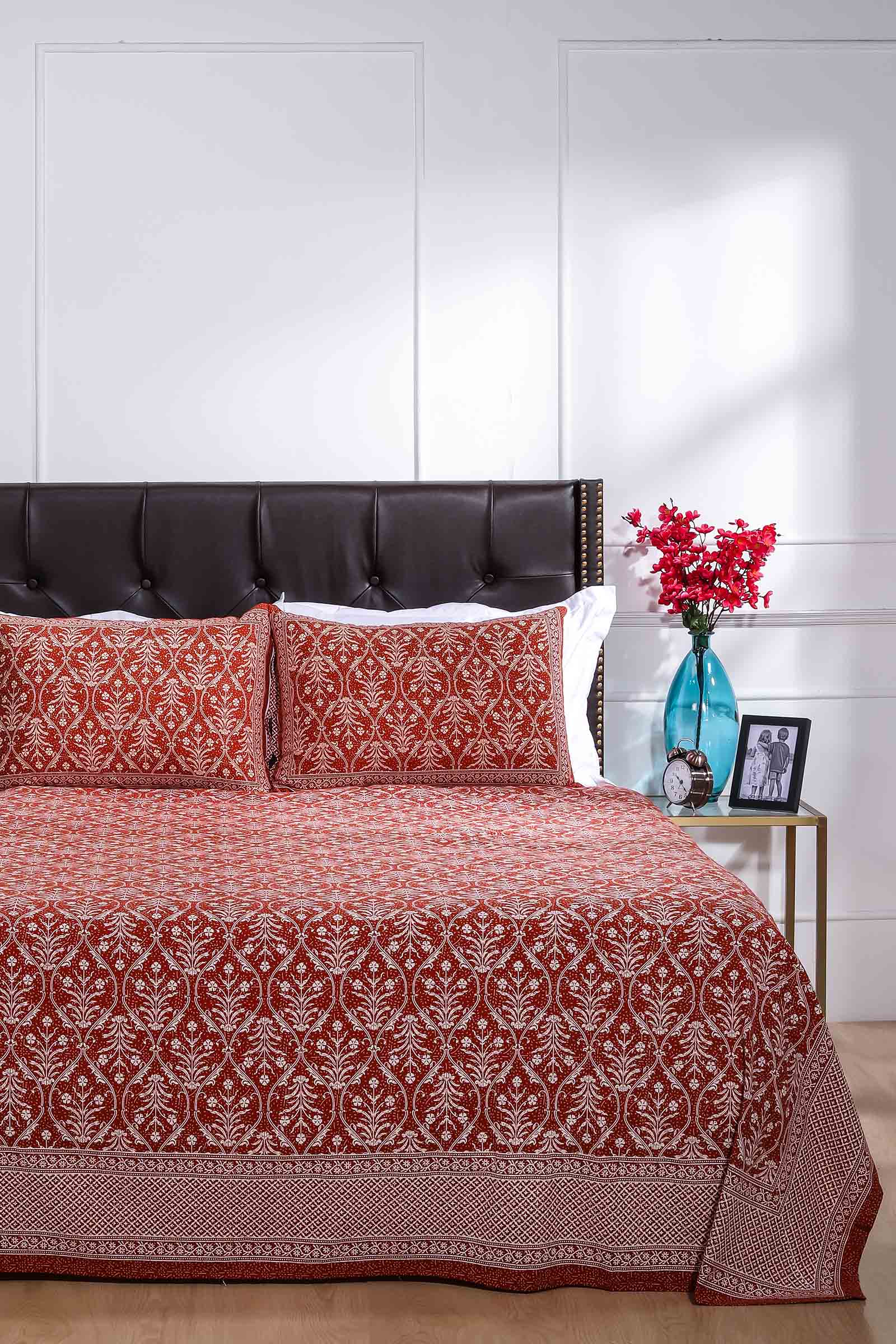 Printed Bedsheet Pastel Jaal Print Orange 90 x 108inch - grahsajja