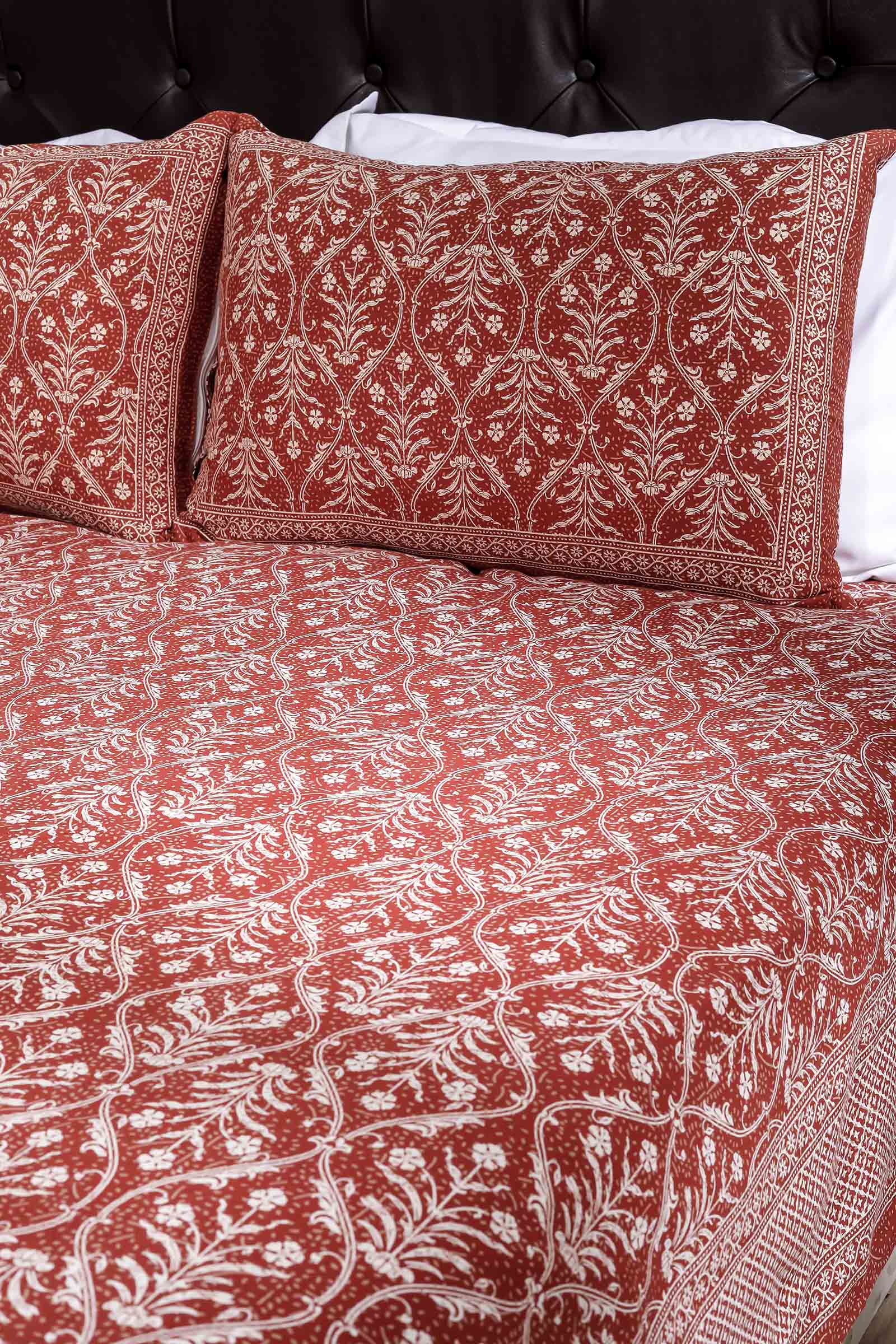 Printed Bedsheet Pastel Jaal Print Orange 90 x 108inch - grahsajja