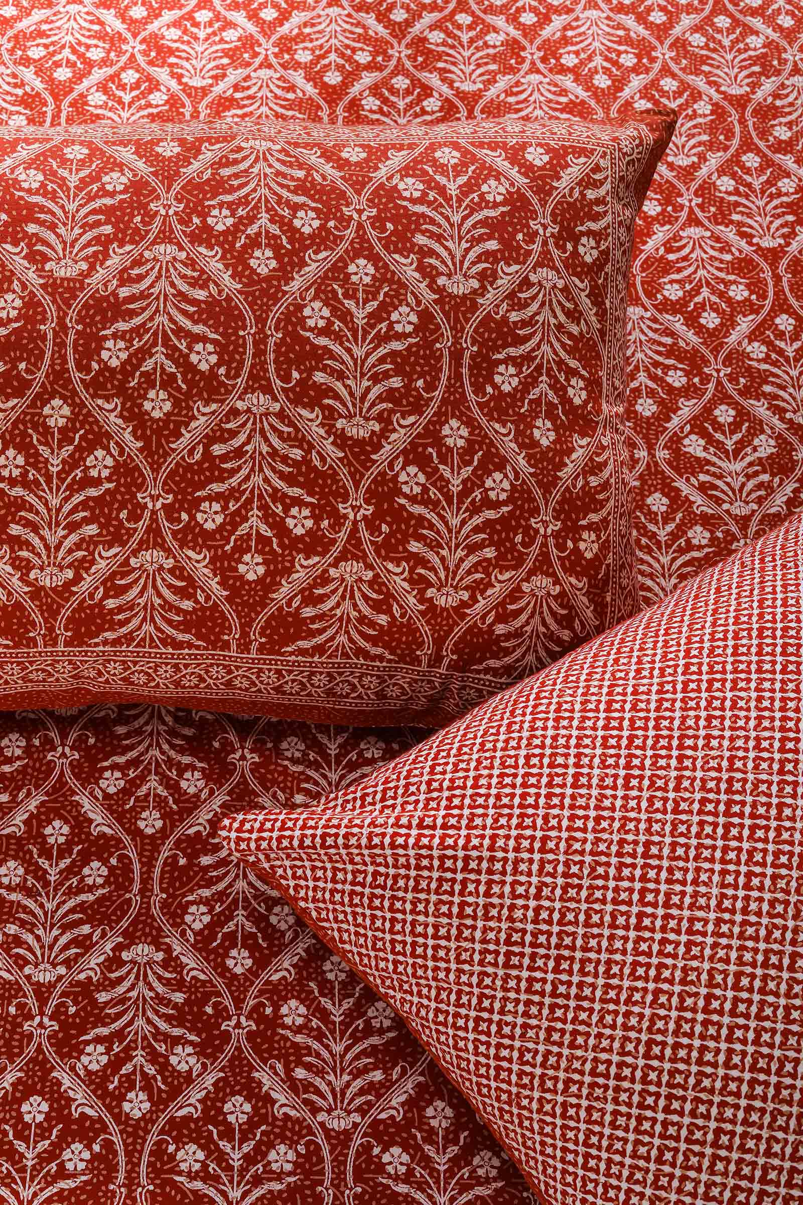 Printed Bedsheet Pastel Jaal Print Orange 90 x 108inch - grahsajja