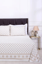 Pastel Jameela Booti White Cotton Bedsheet 90 x 108 in - grahsajja
