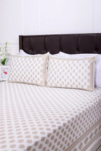 Pastel Jameela Booti White Cotton Bedsheet 90 x 108 in - grahsajja