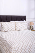 Pastel Jameela Booti White Cotton Bedsheet 90 x 108 in - grahsajja