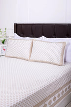Pastel Jia Booti White Cotton Bedsheet - grahsajja