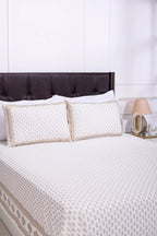 Pastel Jia Booti White Cotton Bedsheet - grahsajja