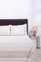 Pastel New Booti White Cotton Bedsheet 90 x 108 - grahsajja